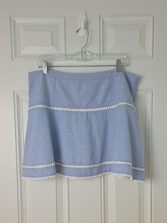 White House Black Market Dresses & Skirts - White House Black Market Light Blue A-Line Mini Skirt with Lace Trim. Size 14